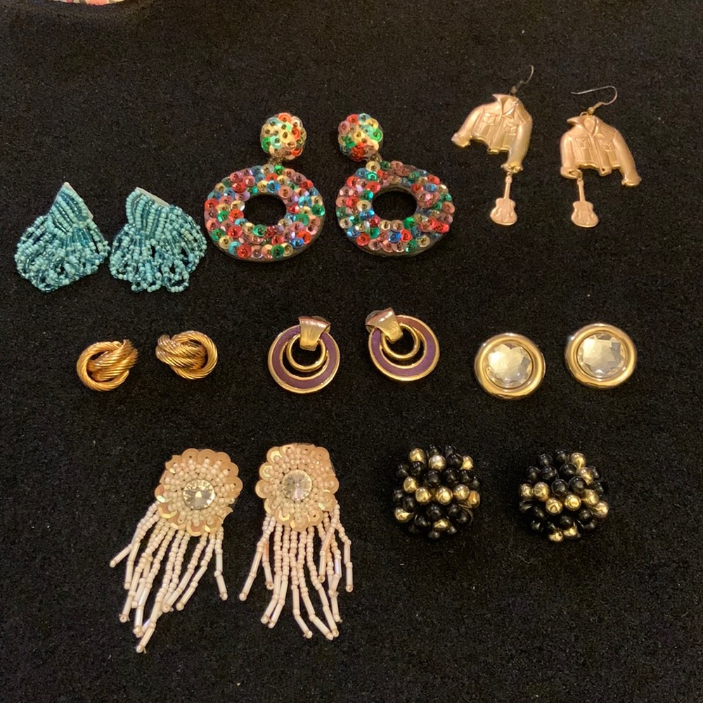 Vintage costume jewelry earrings pierced and 1 clip on.‎ Fun assortment